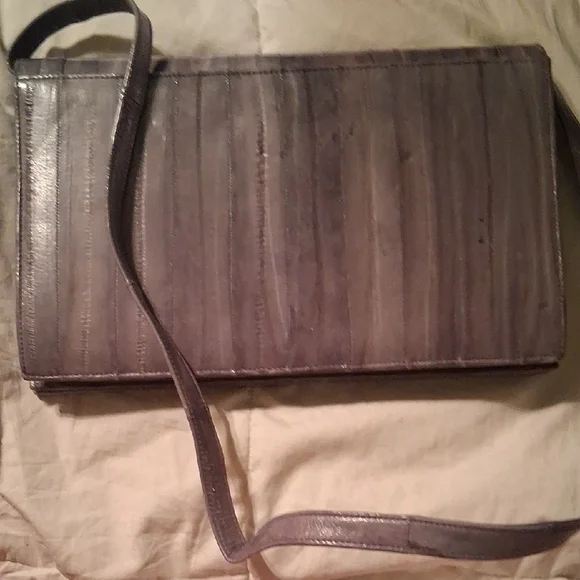 Elegant Gray Genuine Eel Skin Leather Clutch - Picture 2 of 10